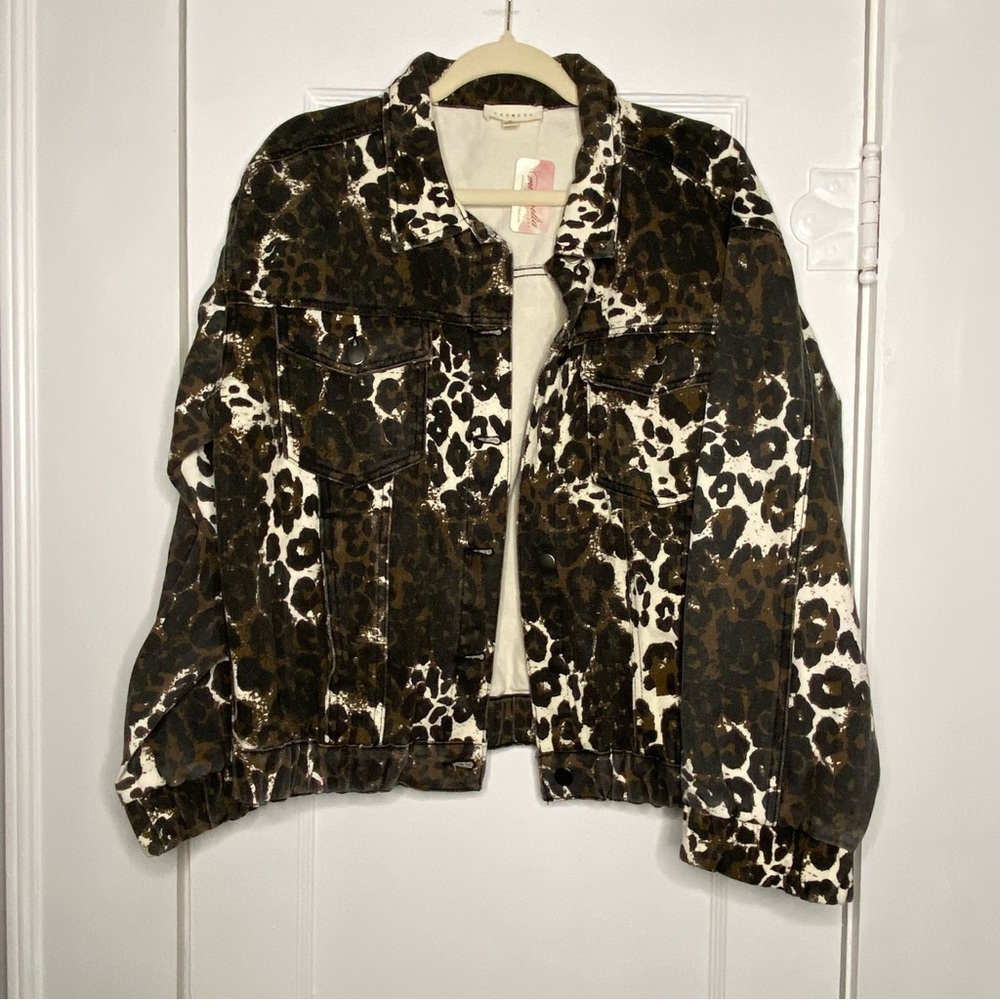 Promesa Concrete Jungle Leopard Print Denim Jacket size L NEW - Picture 6 of 14